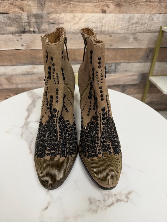 Donald J. Pliner Shoes - Donald Pliner brown with black embellishment western style bootie